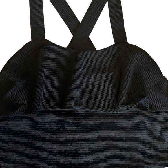 New Madewell Texture & Thread Tiered Crop Tank Top Black Crossback Women XS - Picture 4 of 8